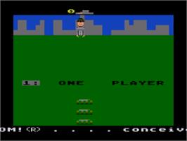 Title screen of Kaboom! on the Atari 8-bit.