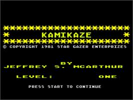 Title screen of Kamikaze on the Atari 8-bit.