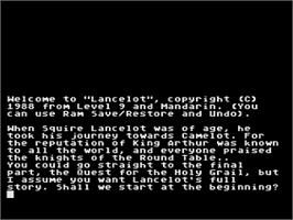 Title screen of Lancelot on the Atari 8-bit.