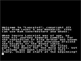Title screen of Lancelot on the Atari 8-bit.