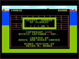 Title screen of Leader Board on the Atari 8-bit.