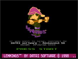 Title screen of Lemmings on the Atari 8-bit.