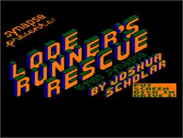 Title screen of Lode Runner's Rescue on the Atari 8-bit.
