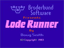 Title screen of Lode Runner on the Atari 8-bit.