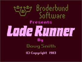 Title screen of Lode Runner on the Atari 8-bit.