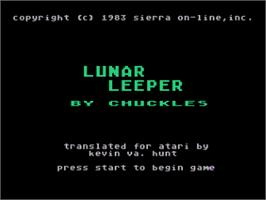 Title screen of Lunar Leeper on the Atari 8-bit.