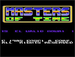 Title screen of Masters Of Time on the Atari 8-bit.