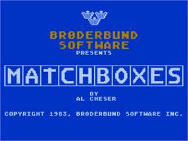 Title screen of Matchboxes on the Atari 8-bit.