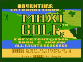 Title screen of Maxi Golf on the Atari 8-bit.