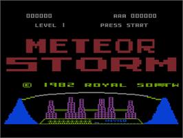 Title screen of Meteor Storm on the Atari 8-bit.