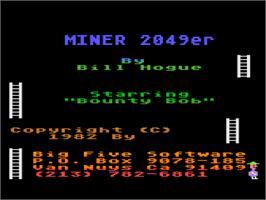 Title screen of Miner 2049er on the Atari 8-bit.