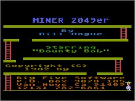 Title screen of Miner 2049er on the Atari 8-bit.