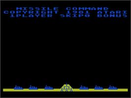 Title screen of Missile Command on the Atari 8-bit.