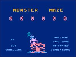 Title screen of Monster Maze on the Atari 8-bit.