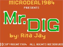 Title screen of Mr. Dig on the Atari 8-bit.