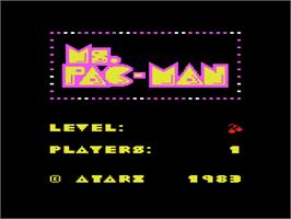 Title screen of Ms. Pac-man on the Atari 8-bit.