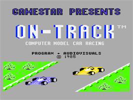 Title screen of On-track - Computer Model Car Racing on the Atari 8-bit.