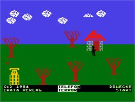 Title screen of Oregon Trail on the Atari 8-bit.