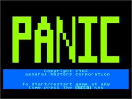 Title screen of Panic on the Atari 8-bit.
