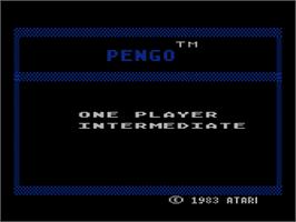 Title screen of Pengo on the Atari 8-bit.