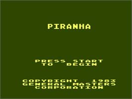 Title screen of Piranha on the Atari 8-bit.