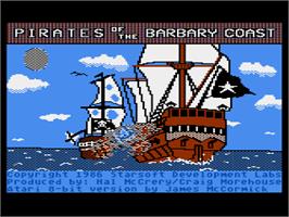 Title screen of Pirates Of The Barbary Coast on the Atari 8-bit.