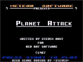 Title screen of Planet Attack on the Atari 8-bit.