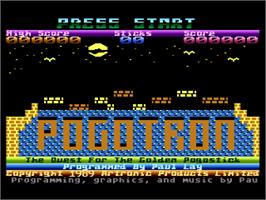 Title screen of Pogotron on the Atari 8-bit.