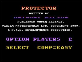 Title screen of Protector on the Atari 8-bit.