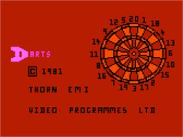 Title screen of Pub Darts on the Atari 8-bit.