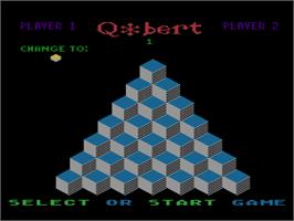 Title screen of Q*bert on the Atari 8-bit.