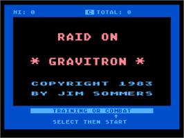 Title screen of Raid On Gravitron on the Atari 8-bit.