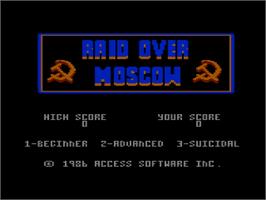 Title screen of Raid Over Moscow on the Atari 8-bit.