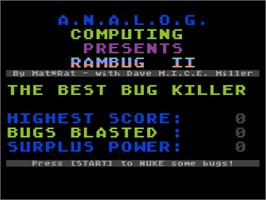 Title screen of Rambug 2 on the Atari 8-bit.