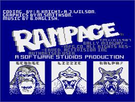 Title screen of Rampage on the Atari 8-bit.