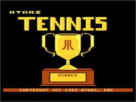 Title screen of RealSports Tennis on the Atari 8-bit.