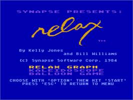 Title screen of Relax on the Atari 8-bit.