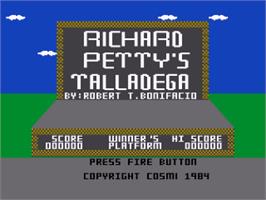 Title screen of Richard Petty's Talladega on the Atari 8-bit.