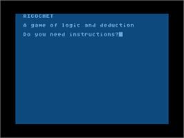 Title screen of Ricochet on the Atari 8-bit.