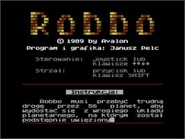 Title screen of Robbo on the Atari 8-bit.