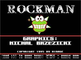 Title screen of Rockman on the Atari 8-bit.