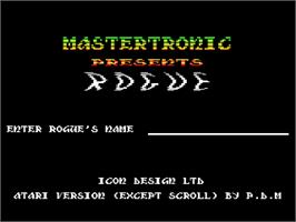 Title screen of Rogue on the Atari 8-bit.