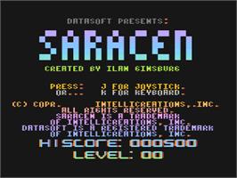Title screen of Saracen on the Atari 8-bit.