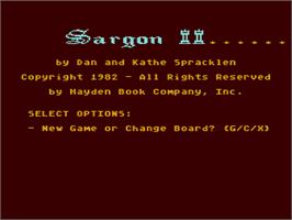 Title screen of Sargon 2 on the Atari 8-bit.