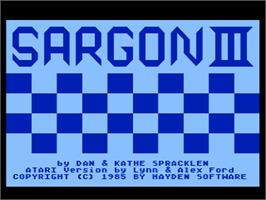 Title screen of Sargon 3 on the Atari 8-bit.
