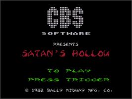 Title screen of Satan's Hollow on the Atari 8-bit.