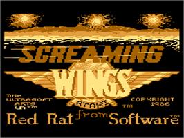Title screen of Screaming Wings on the Atari 8-bit.