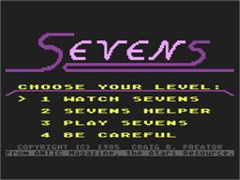 Title screen of Sevens on the Atari 8-bit.