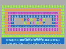 Title screen of Shooting Gallery on the Atari 8-bit.
