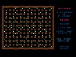 Title screen of Slither on the Atari 8-bit.